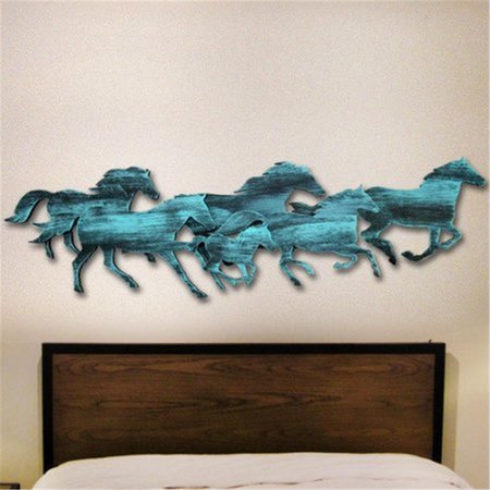 DELUXDESIGNS Running Herd of Horses Wooden Decorative Wall Art, Multicolor DE1767654